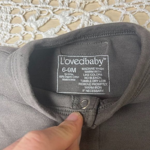L'oved Baby 6-9 Months Gray Brown Organic Cotton Footie Sleeper - Picture 2 of 4